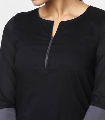 Black plain cotton kurtas-and-kurtis 2