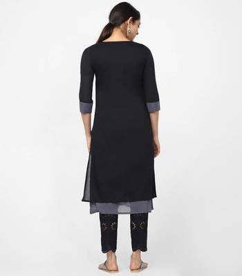 Black plain cotton kurtas-and-kurtis 5