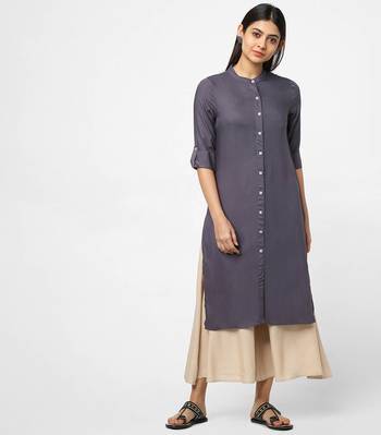 Grey plain rayon kurtas-and-kurtis 1