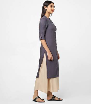 Grey plain rayon kurtas-and-kurtis 4