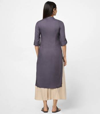 Grey plain rayon kurtas-and-kurtis 5
