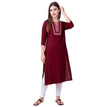 Women Embellished Rayon Straight Kurta 1