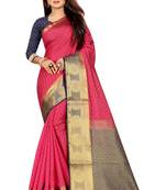 Red woven pure cotton saree with blouse