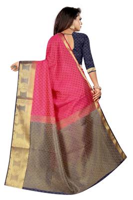 Red woven pure cotton saree with blouse 3