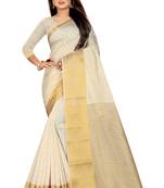 White woven pure cotton saree with blouse