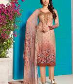 Light-apricot floral print crepe salwar