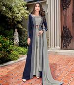 Blue fancy crepe salwar