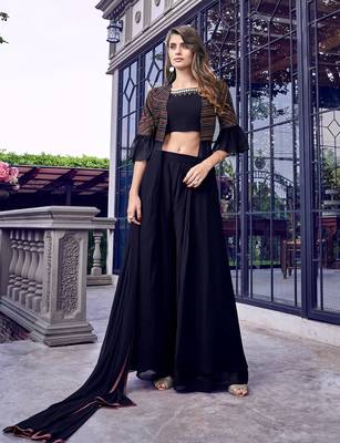 Dark-blue fancy georgette salwar 1