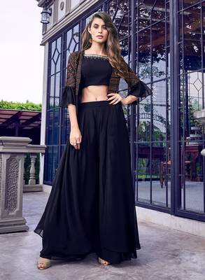 Dark-blue fancy georgette salwar 3