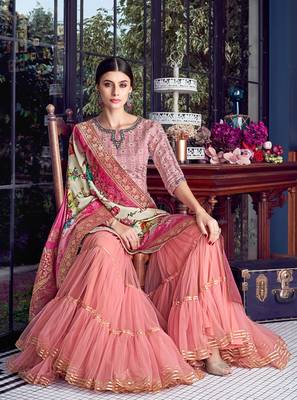 Pink embroidered chanderi silk salwar 2
