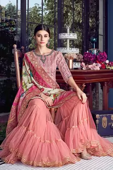 Pink embroidered chanderi silk salwar