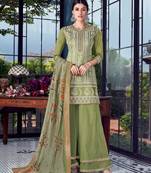 Light-green embroidered chanderi silk salwar