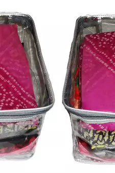 atorakushon   Transparent Saree Cover Garments Storage Bags Wardrobe Organizer Pack of 2 (Silver)