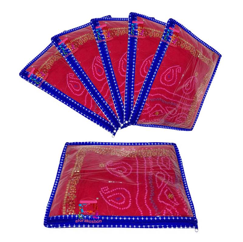 atorakushon   Parachute Fabric Saree Cover Garments Wardrobe Organizer Pack of 6 (Blue)