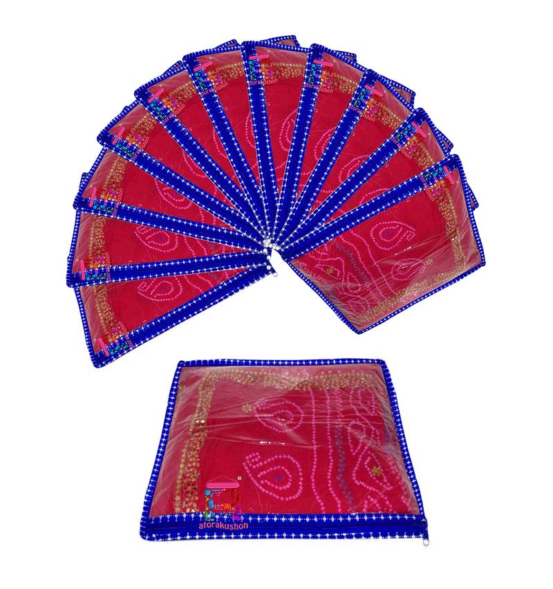 atorakushon   Parachute Fabric Saree Cover Garments Wardrobe Organizer Pack of 12 (Blue)