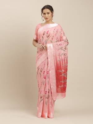 Pink Color Digital Print Saree 1