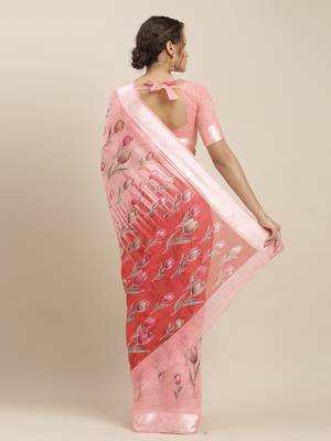 Pink Color Digital Print Saree 2