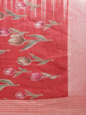 Pink Color Digital Print Saree 5