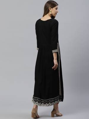 Black embroidered rayon ethnic-kurtis 4