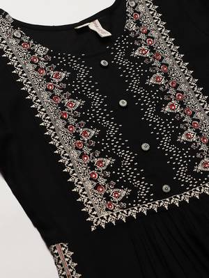 Black embroidered rayon ethnic-kurtis 5