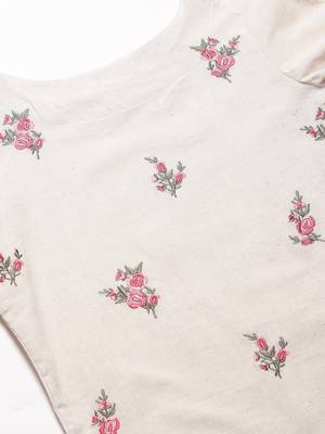 Off-white embroidered cotton short-kurtis 5