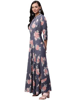 Grey printed rayon long-kurtis 3