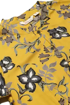 Mustard printed rayon long-kurtis
