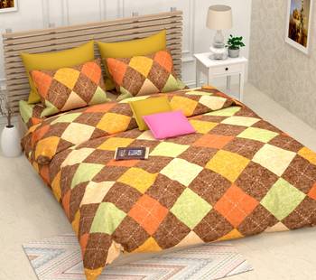 Multicolour Double Bed Sheet With Pillow Cover 1