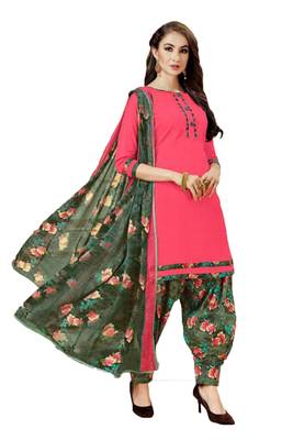 Pink Printed Crepe Salwar With Dupatta 1