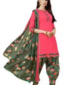 Pink Printed Crepe Salwar With Dupatta