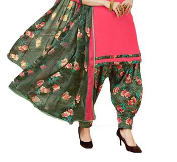 Pink Printed Crepe Salwar With Dupatta 3