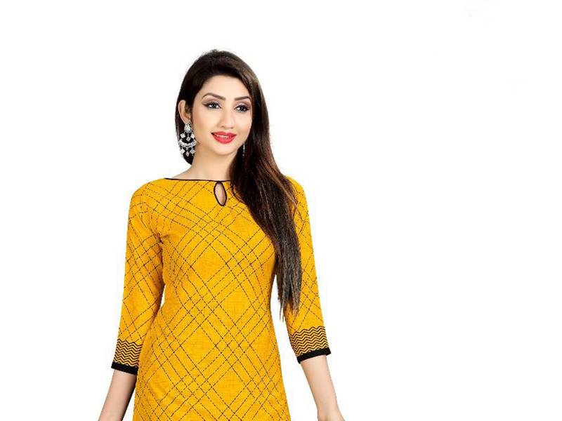 Yellow Printed Crepe Salwar With Dupatta