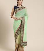 Turquoise woven Georgette saree with blouse