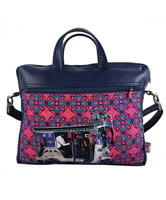 Blue Silver Taxi Canvas PU Laptop Bag 1