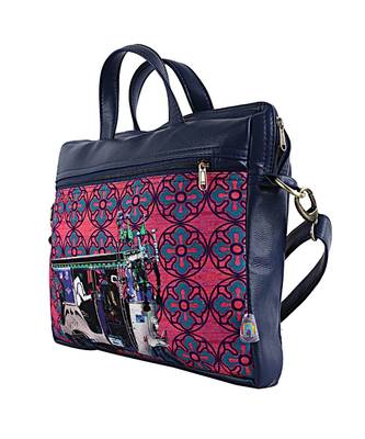Blue Silver Taxi Canvas PU Laptop Bag 3