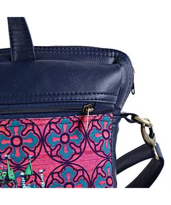 Blue Silver Taxi Canvas PU Laptop Bag 5