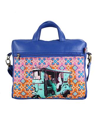 Turquoise Green Auto Canvas PU Laptop Bag 1