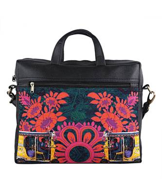 Two Yellow Autos Canvas PU Laptop Bag 1