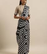 Black woven Linen saree with blouse