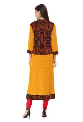 Brown printed cotton ethnic-kurtis 2