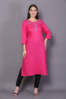 Pink embroidered cotton ethnic-kurtis 1