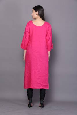 Pink embroidered cotton ethnic-kurtis 2