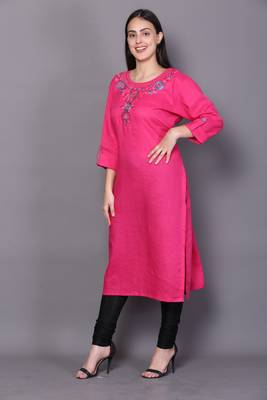 Pink embroidered cotton ethnic-kurtis 3