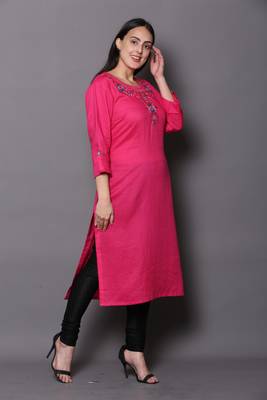 Pink embroidered cotton ethnic-kurtis 4