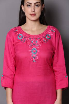 Pink embroidered cotton ethnic-kurtis 5