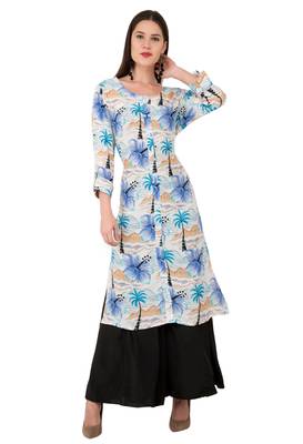 Blue printed cotton ethnic-kurtis 1