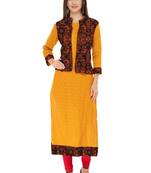 Brown printed cotton ethnic-kurtis
