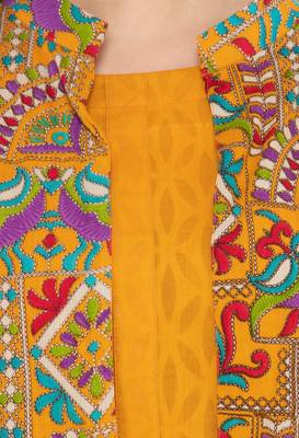 Yellow printed cotton ethnic-kurtis 5