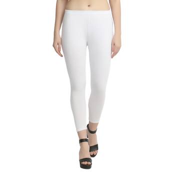White plain cotton leggings 1