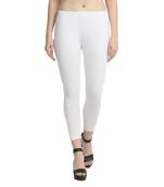 White plain cotton leggings